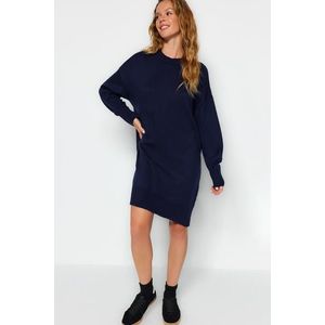 Trendyol Navy Blue Mini Knitwear Crewneck Dress obraz