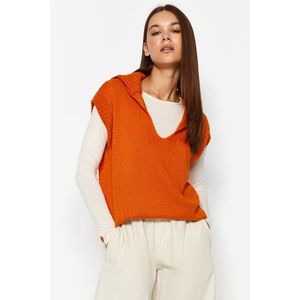 Trendyol Orange Soft Textured Polo Neck Pletený svetr obraz