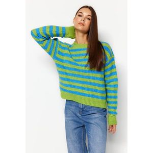 Trendyol zelený pletený svetr s měkkou texturou obraz