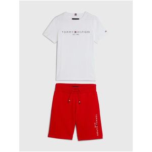Sada klučičího trička a kraťasů v bílé a červené barvě Tommy Hilfiger obraz