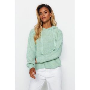 Trendyol zelený stříbřitý Boucle pletený svetr s kapucí obraz