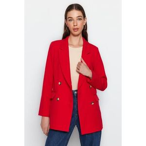 Trendyol Dark Red Oversize Lined Double Breasted Closure Woven Blazer Jacket obraz