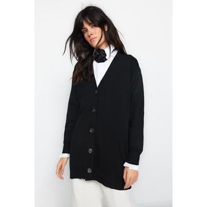 Trendyol Black Fabric on the sleeves Pleat Detail Knitwear Cardigan obraz