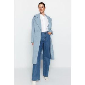 Trendyol Blue Oversized Wide Cut Long Wool Cachet Coat obraz