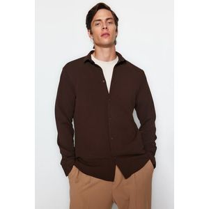 Trendyol Brown Slim Fit Knitted Shirt obraz