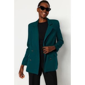 Trendyol Emerald Green Regularly Lined Woven Blazer Jacket with Button Detail obraz
