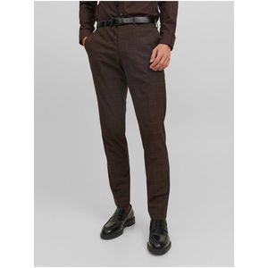 Tmavě hnědé pánské oblekové kalhoty Jack & Jones Solaris - Pánské obraz