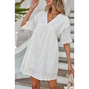 Bigdart 2401 vroubkované rozšířené mini šaty - bílé obraz