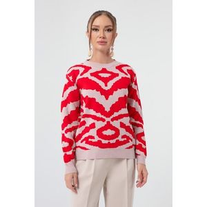 Lafaba Dámský červený žakárový pletený svetr Zebra obraz