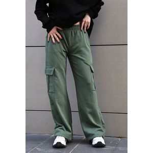 Madmext dámské khaki zelené tepláky s širokými nohavicemi a kapsami obraz