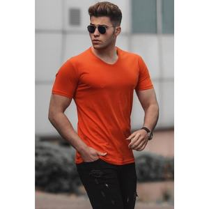 Madmext Basic V-Neck Orange T-Shirt 5281 obraz