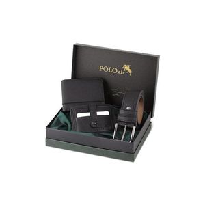 Sada Polo Air Boxed Sports černá pánská peněženka, pásek a držák karet obraz