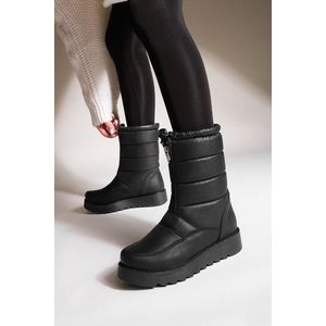 Marjin Dámské sněhové boty s tlustými Srby a střihovými bedry, zip vpředu s elasticitou Deviza, černé obraz