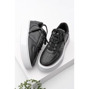 Marjin Women's Sneakers High-Sole Lace-Up Sneakers Azin black obraz