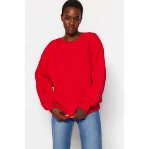 Trendyol Red Oversize/Comfortable fit Basic Crew Neck Thick/Polarized Knitted Sweatshirt obraz
