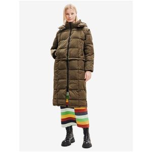 Khaki dámský zimní prošívaný kabát/vesta Desigual Tetris obraz