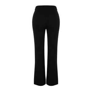 Trendyol Black Premium Vysoký pas rovné/rovný střih tkané žebrované kalhoty obraz