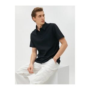 Koton Polo Neck tričko s texturovanými knoflíky Slim Fit Krátký rukáv obraz