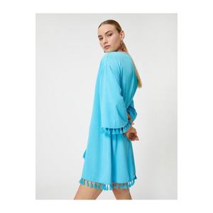 Koton Şahika Ercümen X Cotton - Oversized Fringed Mini Beach Dress Ecovero® Viscose obraz