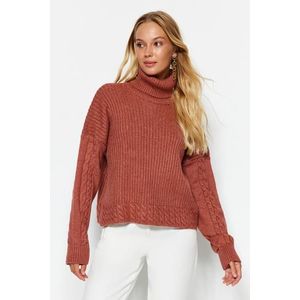 Trendyol světle růžový měkký texturovaný svetr z roláku obraz