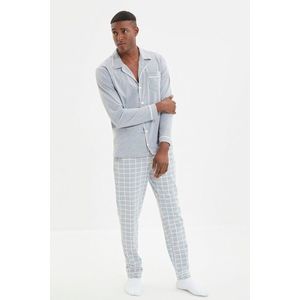 Pánské šedé pravidelné střihové horní bib detailní pletené pyžamo set od Trendyol. obraz