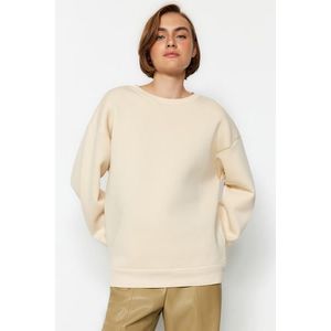Trendyol Stone Oversize/Relaxed Cut Basic Crew Neck Thick/Polar inside Knitted Sweatshirt obraz