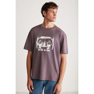 Pánské tričko GRIMELANGE Drake s nadměrným střihem, 100% bavlna, silná texturovaná látka s potiskem obraz