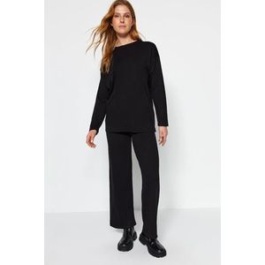 Trendyol Black Basic Knitwear Top-Upper Suit with Crew-neck Pants and Trousers obraz