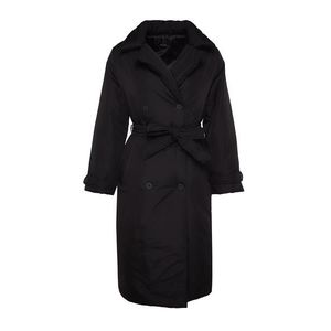Trendyol Black Oversize široký prošívaný kabát se širokým páskem obraz