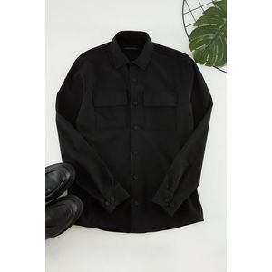 Trendyol Black Regular Fit Textured Double Pocket Shirt obraz