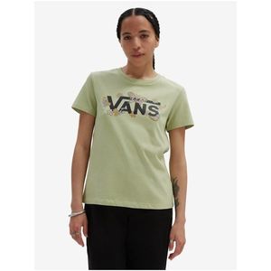 Světle zelené dámské tričko VANS Trippy Paisley Crew - Dámské obraz