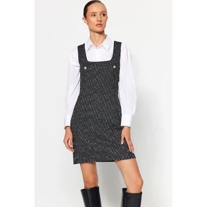 Trendyol Black Tweed Mini Gilet tkané šaty obraz