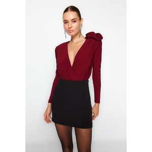 Trendyol Claret Red Double Breasted Collar Accessorized Body obraz