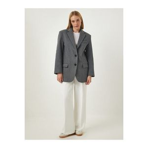 Happiness İstanbul Women's Light Gray Double Breasted Collar Pocket Stamped Jacket obraz