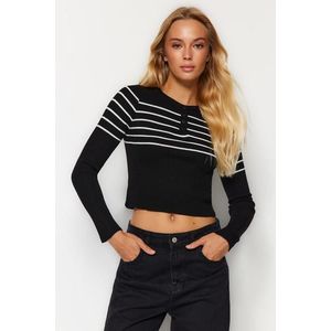 Trendyol Black Striped Sweater obraz
