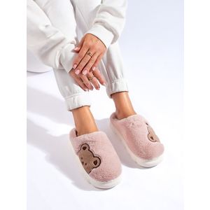 Women's slippers with teddy bear light pink Shelvt obraz