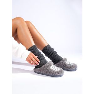Women's gray fur slippers Shelvt obraz