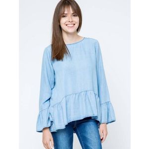 Blouse Euphora a'la jeans fastened with buttons at the back blue obraz