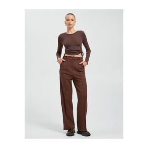 Koton Wide Leg Trousers Fabric Ribbed Buttons obraz