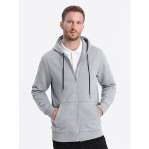 Ombre Men's unbuttoned hooded sweatshirt - grey melange obraz