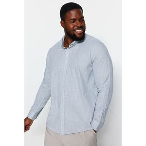 Trendyol Khaki Regular Fit Flamed Cotton Plus Size Shirt obraz