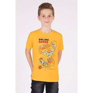 zepkids Chlapecké hořčicové tričko s potiskem a kulatým výstřihem obraz