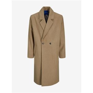 Béžový pánský kabát s příměsí vlny Jack & Jones Harry obraz