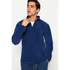 Trendyol Indigo Regular/Normal Fit High Neck Zippered Fleece Warm Sweatshirt obraz