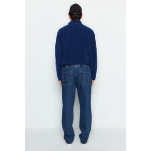 Trendyol námořnicky modré pravidelné elastické pasové volné džíny obraz