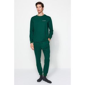 Trendyol Zelená Sada Tištěných Pletených Pyžam Regular Fit obraz
