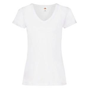 Bílé dámské tričko s výstřihem do V Valueweight Fruit of the Loom obraz