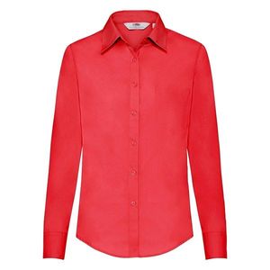 Red ladies' classic poplin shirt Fruit Of The Loom obraz