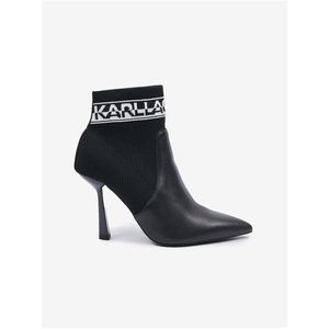 Karl Lagerfeld Černé dámské kotníkové boty na podpatku s koženými detaily KARL LA - Dámské obraz