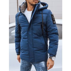 Pánská zimní prošívaná bunda, tmavě modrá, Dstreet obraz